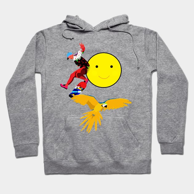 Skater, Parrot and Smileys Hoodie by momomoma